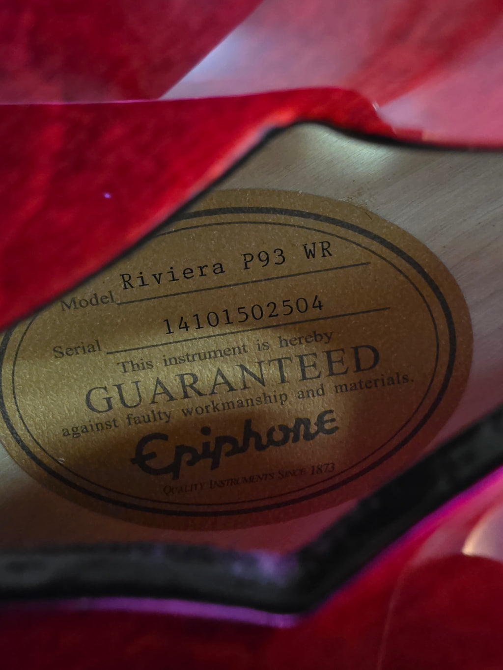 Epiphone Riviera Custom P93 Wine Red