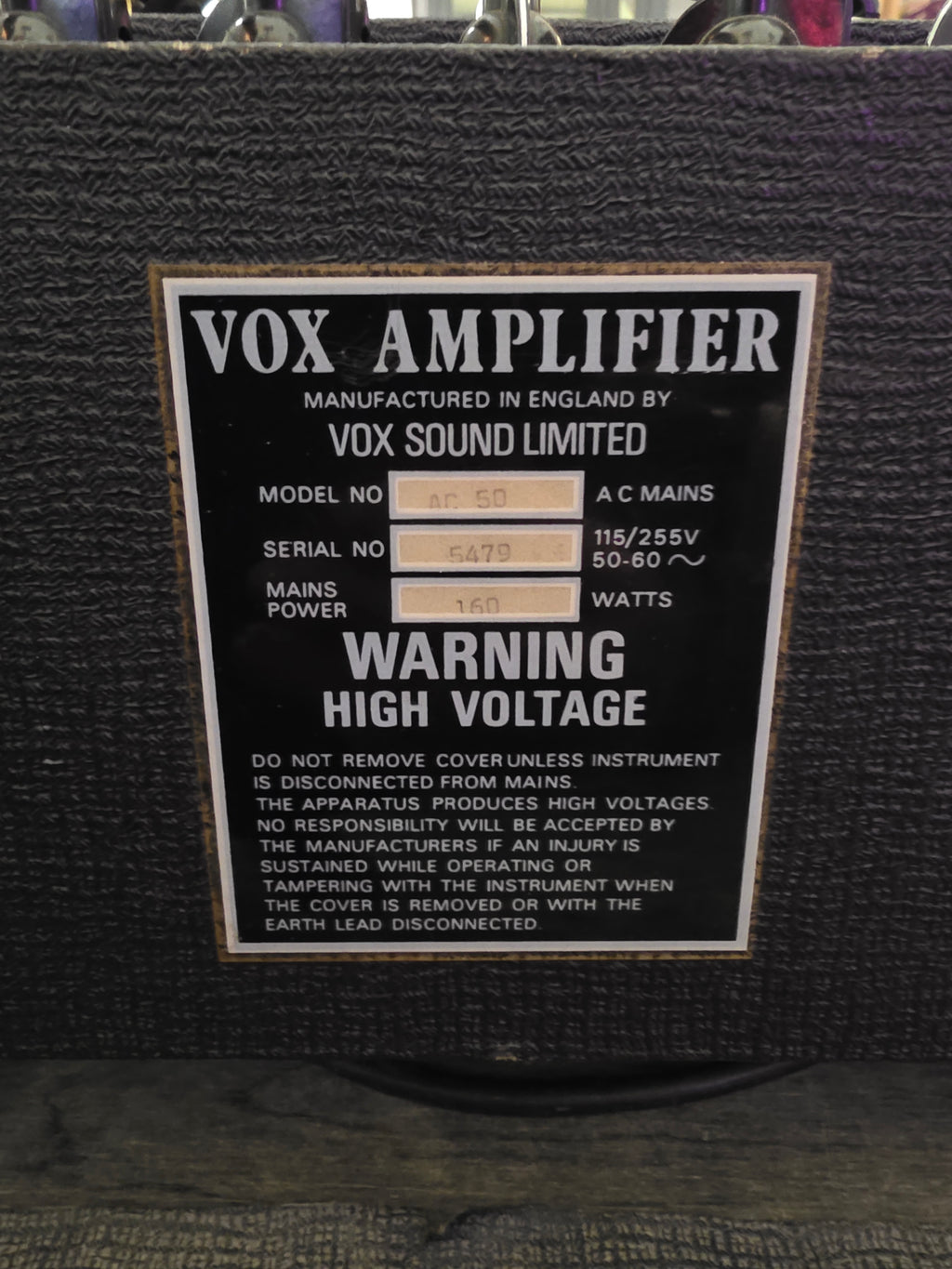 Vox AC50 1975 with Vox 2x12" Conqueror w/ Fender and Celestion Speakers