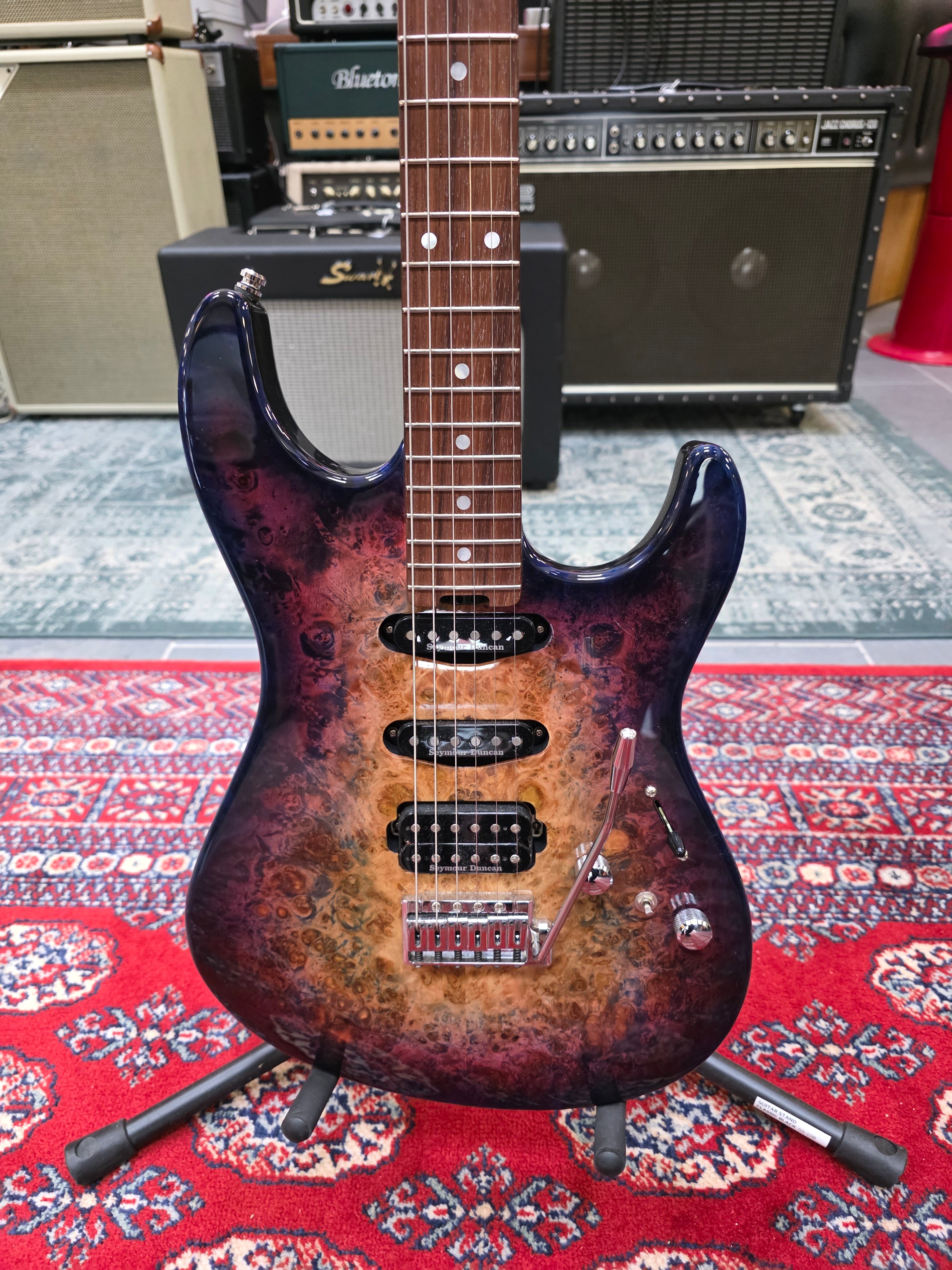 ESP Japan Original Snapper CTM Poplar Burl Maple Neck Nebula Pink Purple Burst