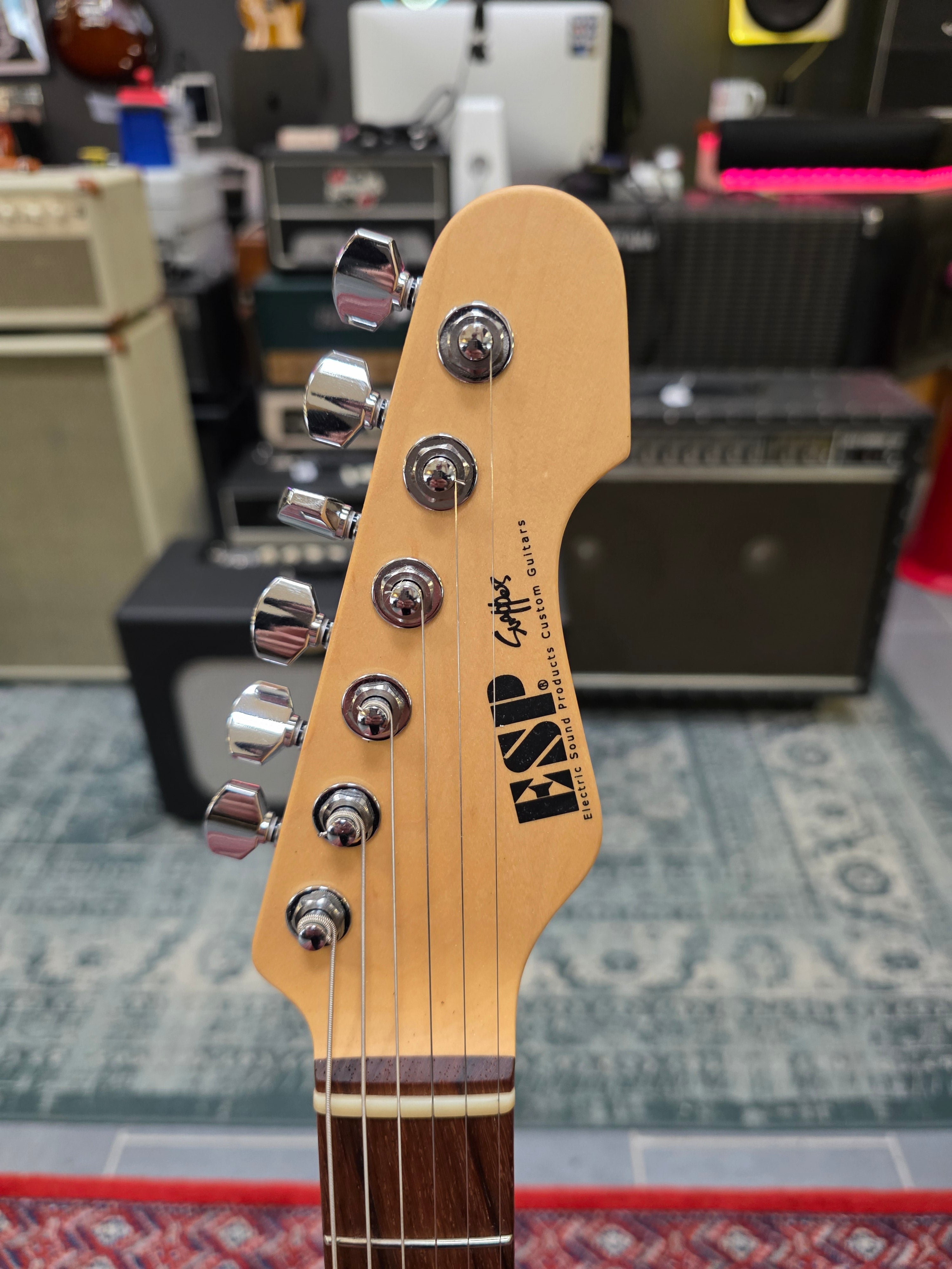 ESP Japan Original Snapper CTM Poplar Burl Maple Neck Nebula Pink Purple Burst
