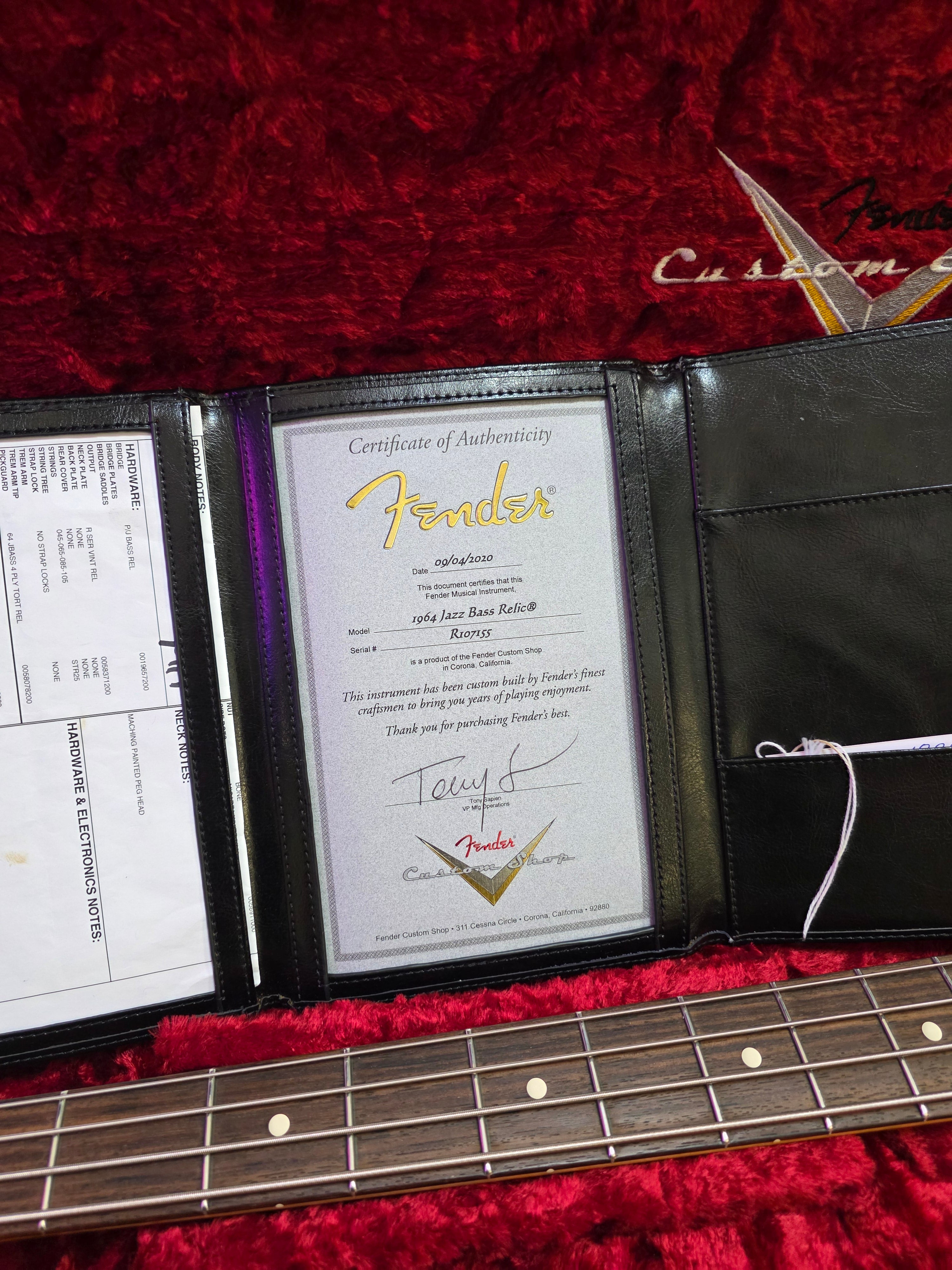 Fender Custom Shop Jazz Bass 64 Fiesta Red Relic 2020