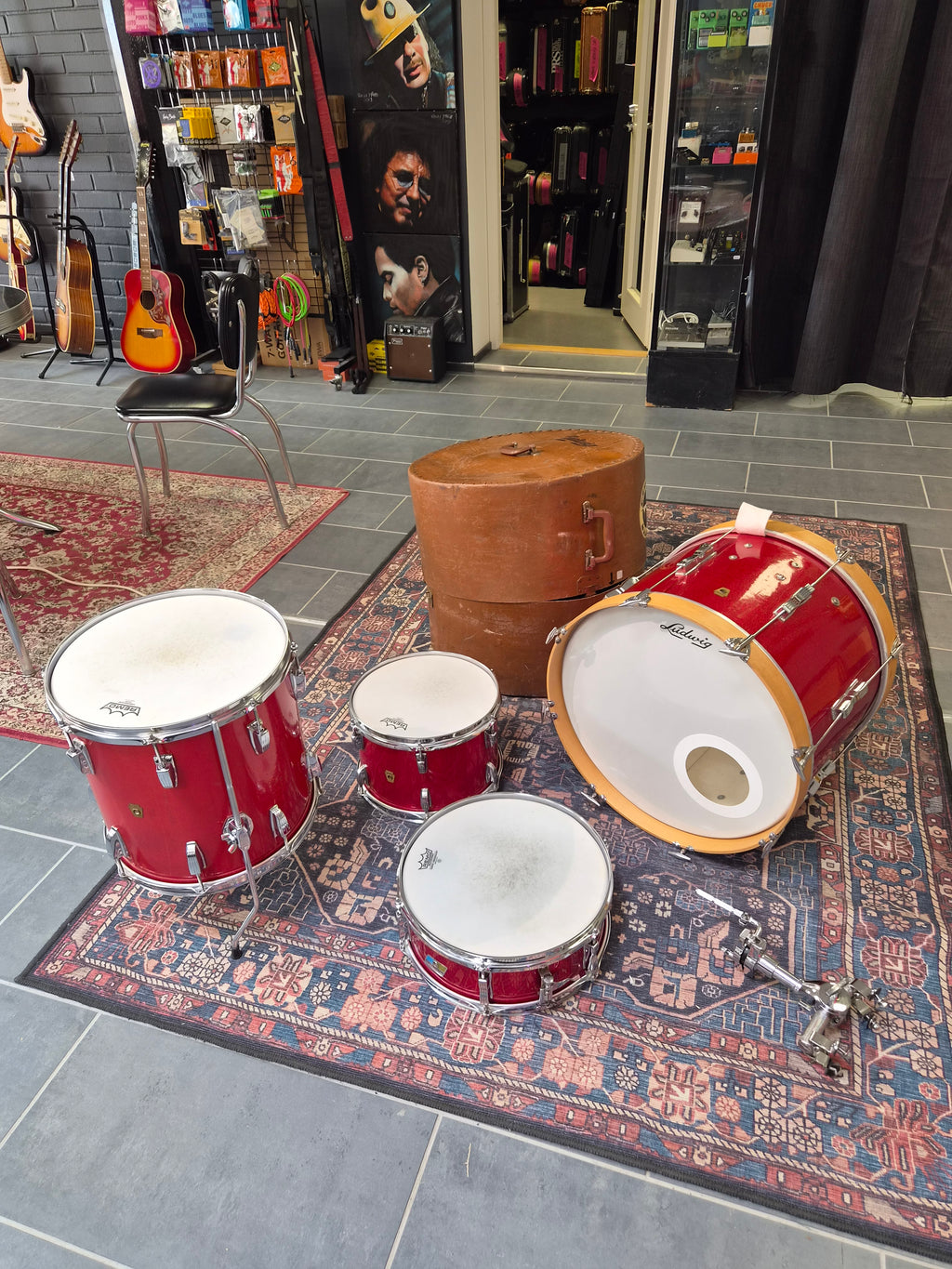 Ludwig Downbeat/Club Date 1960s 20x14", 12x8", 14x14" w/ Pioneer Snare 14x5" 1970s