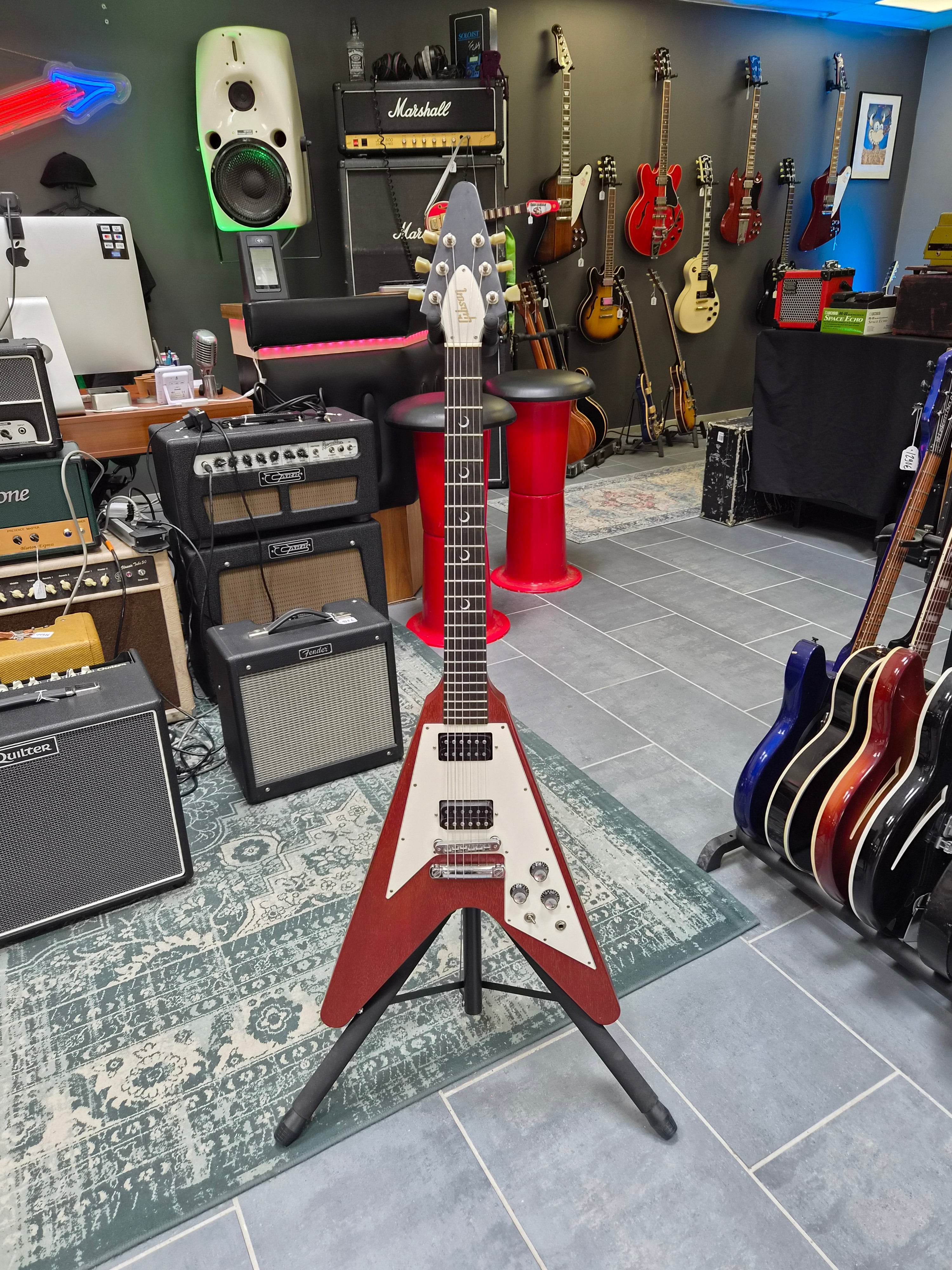 Gibson Flying V Faded Cherry w/ Crescent Moon Inlays 2003