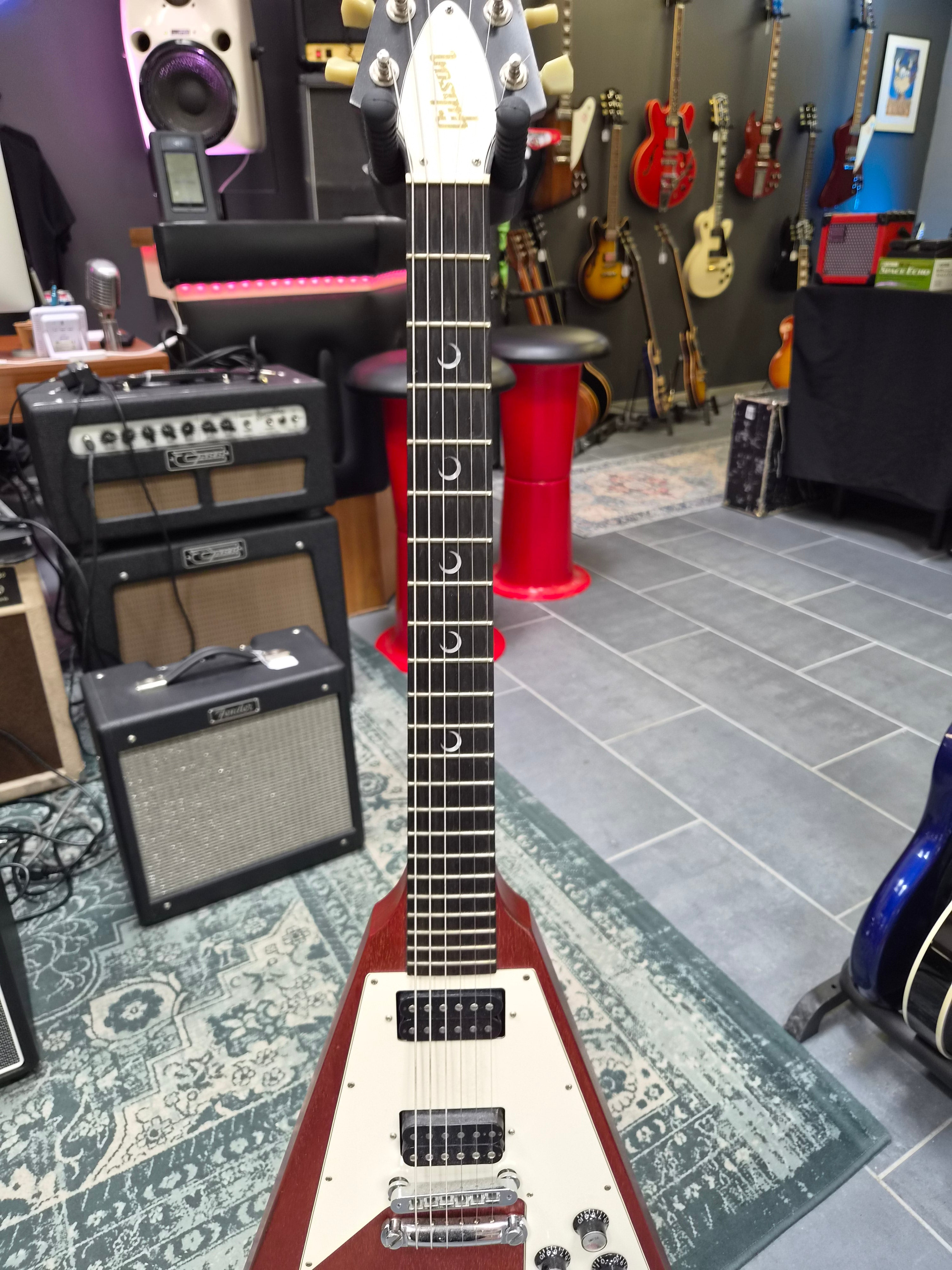 Gibson Flying V Faded Cherry w/ Crescent Moon Inlays 2003