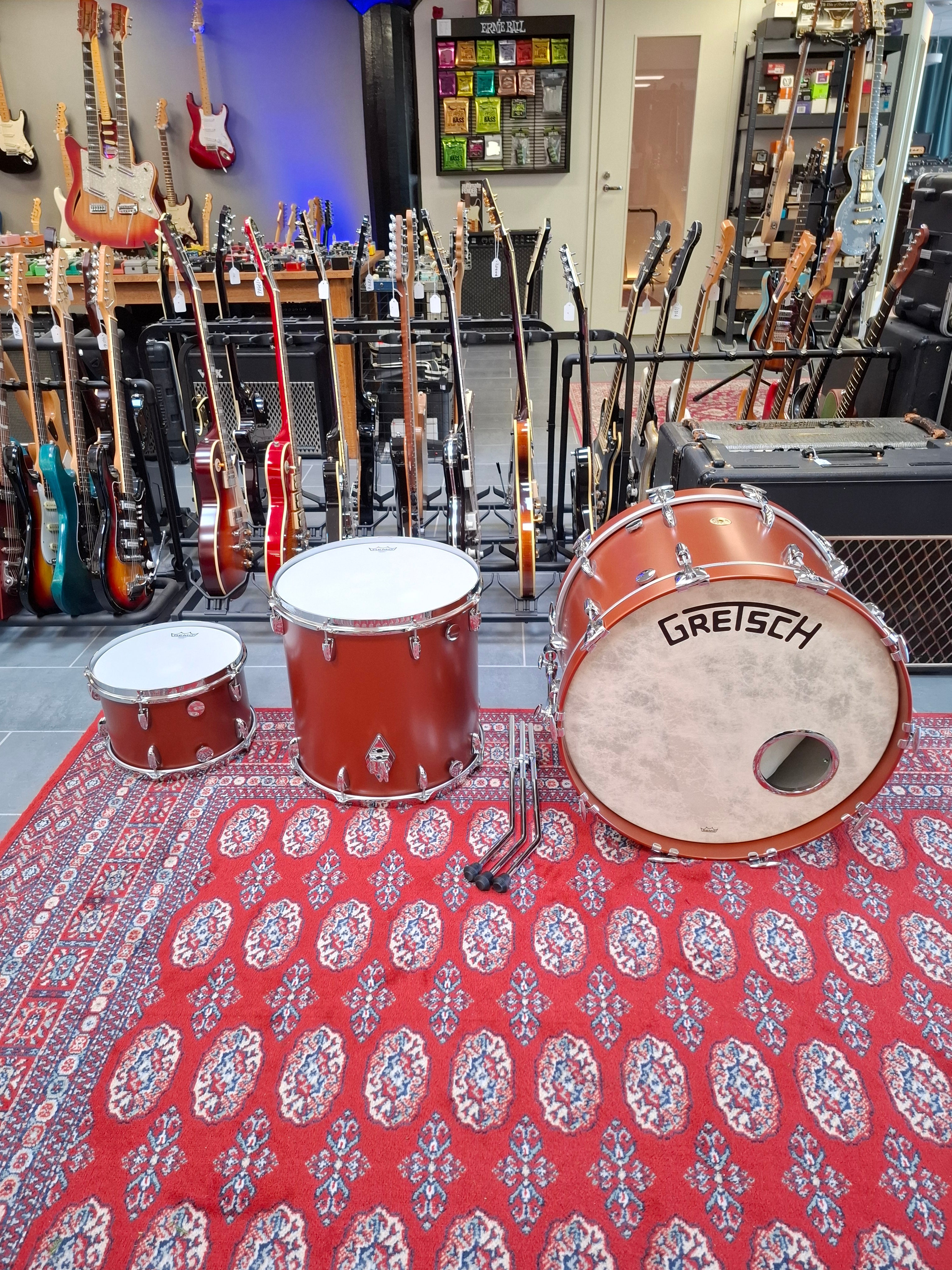 Gretsch USA Broadkaster Satin Copper Mist 22x14", 12x8", 16x16" w/ cases