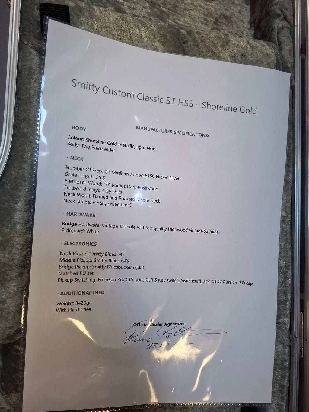 Smitty Custom Classic ST HSS Shoreline Gold