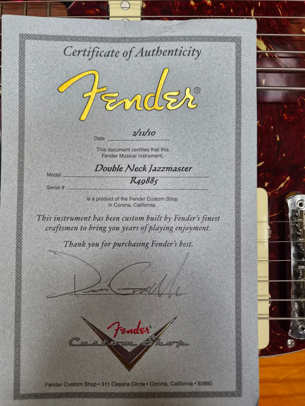 Fender Custom Shop Doubleneck Jazzmaster and Bass VI Masterbuilt Dennis Galuszka