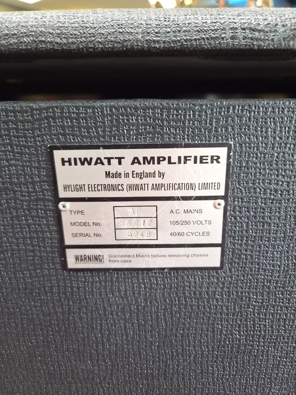 Hiwatt SA212 1974 "Harry Joyce Signed"