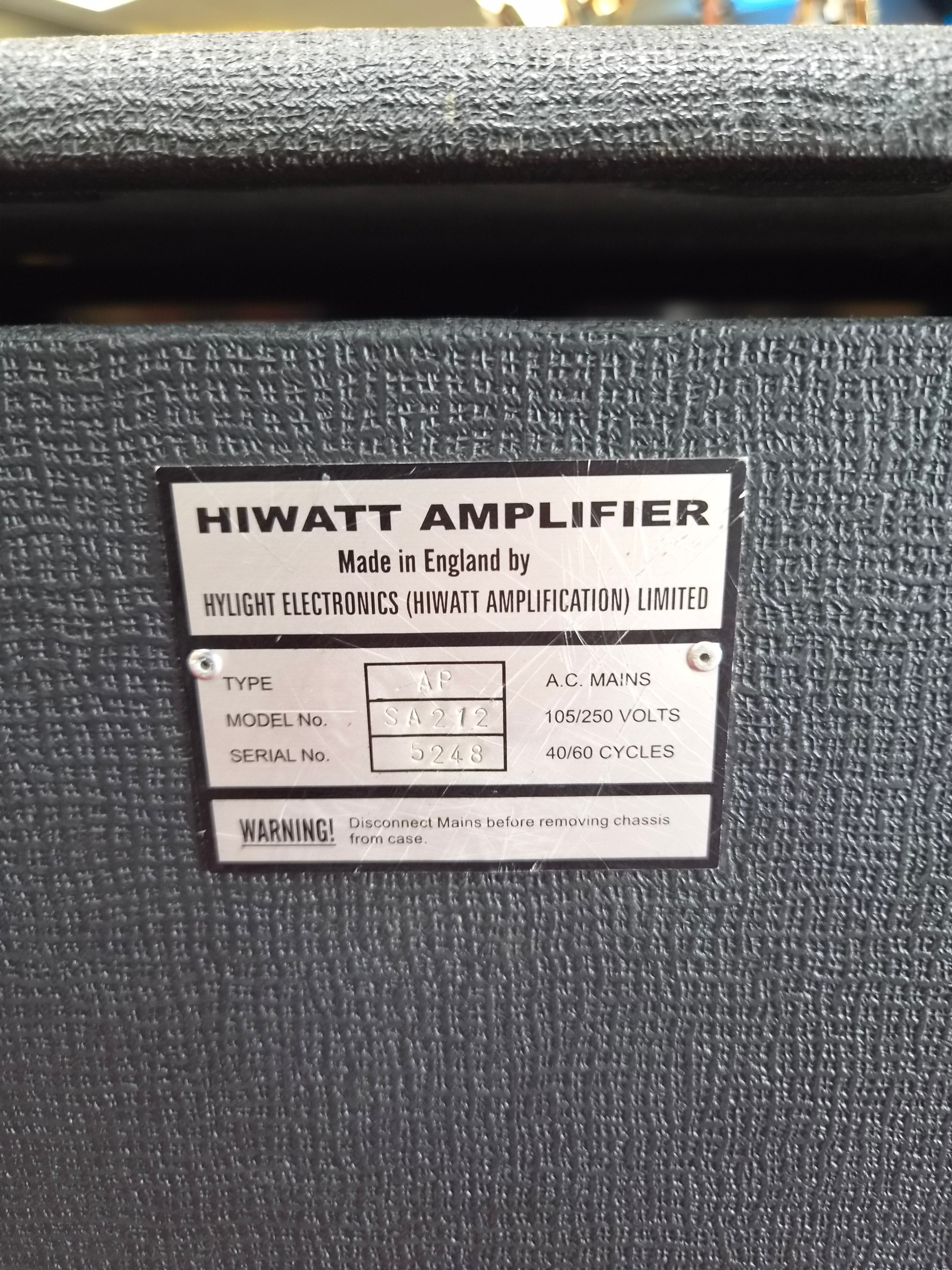 Hiwatt SA212 1974 "Harry Joyce Signed"