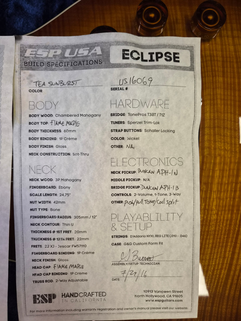 ESP Usa Eclipse Tea Sunburst 2016