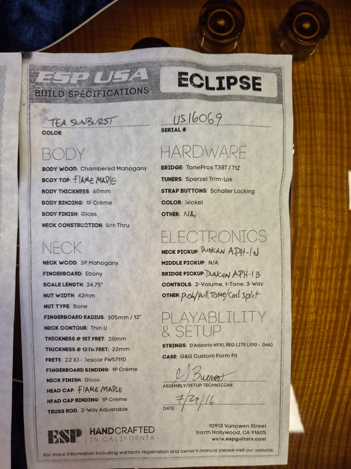 ESP Usa Eclipse Tea Sunburst 2016