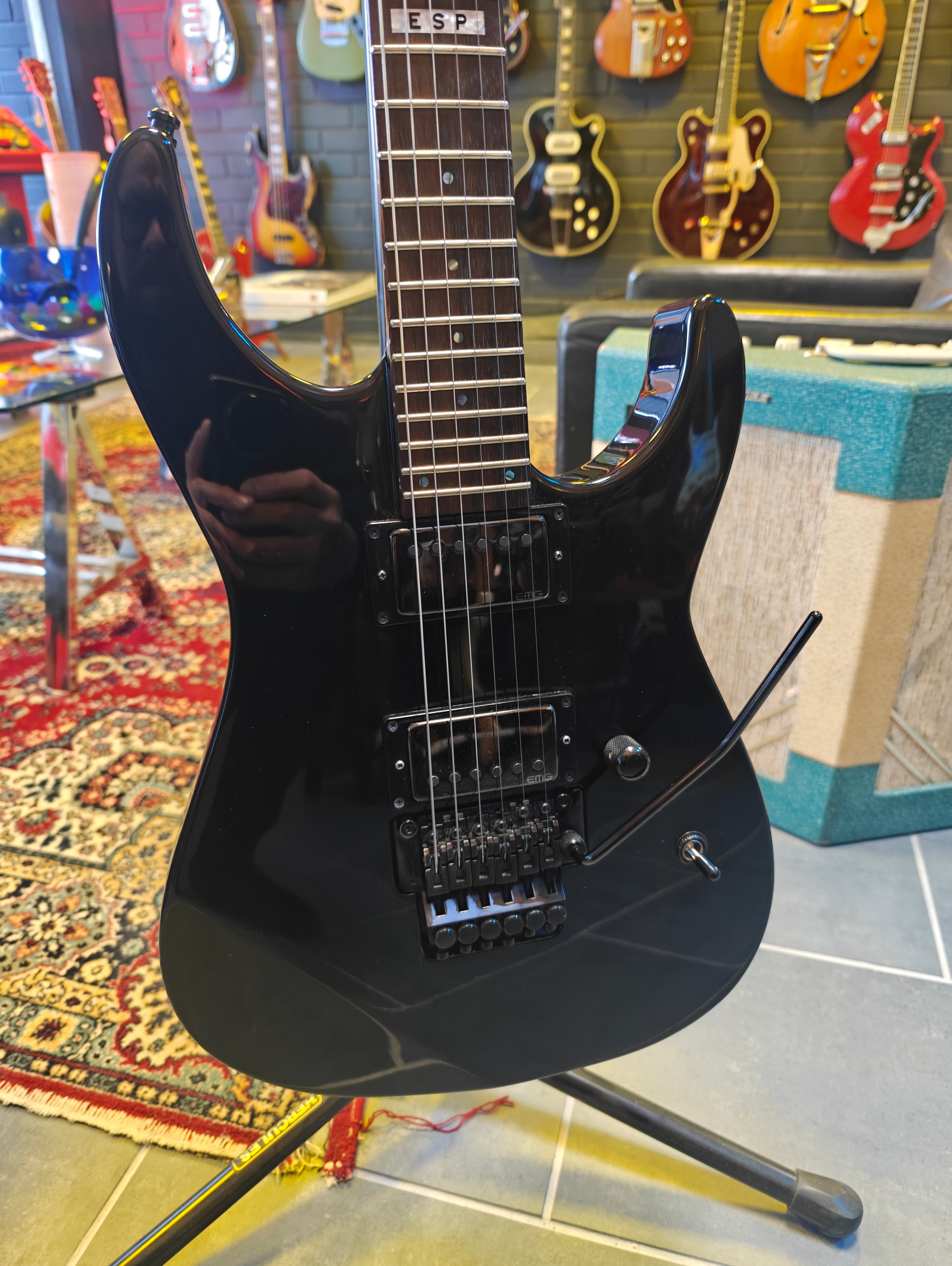 ESP E-II M-II Neck Thru BLK Floyd Rose