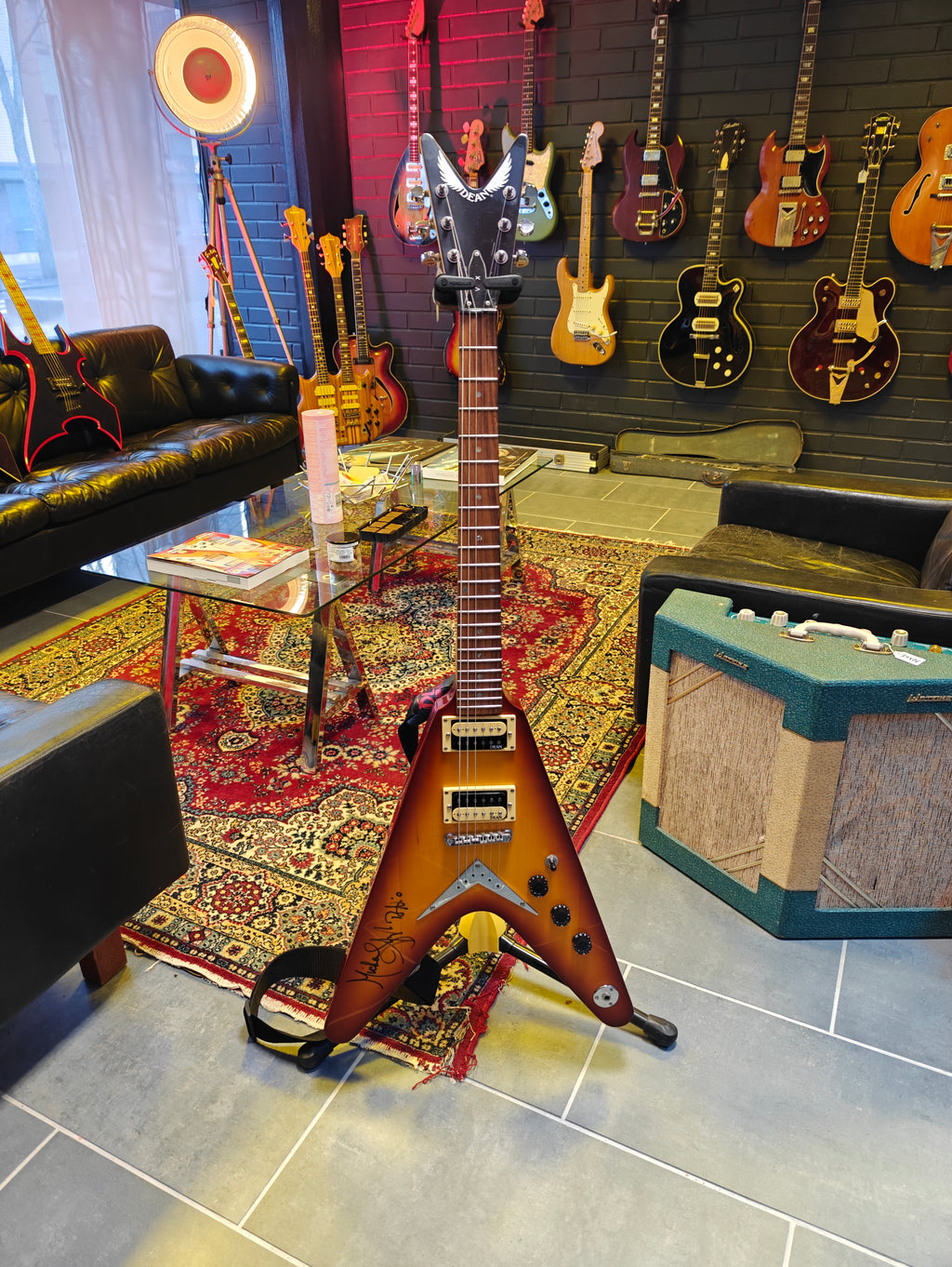 Dean V Cherry Sunburst Michael Angelo Batio (Manowar) Signed