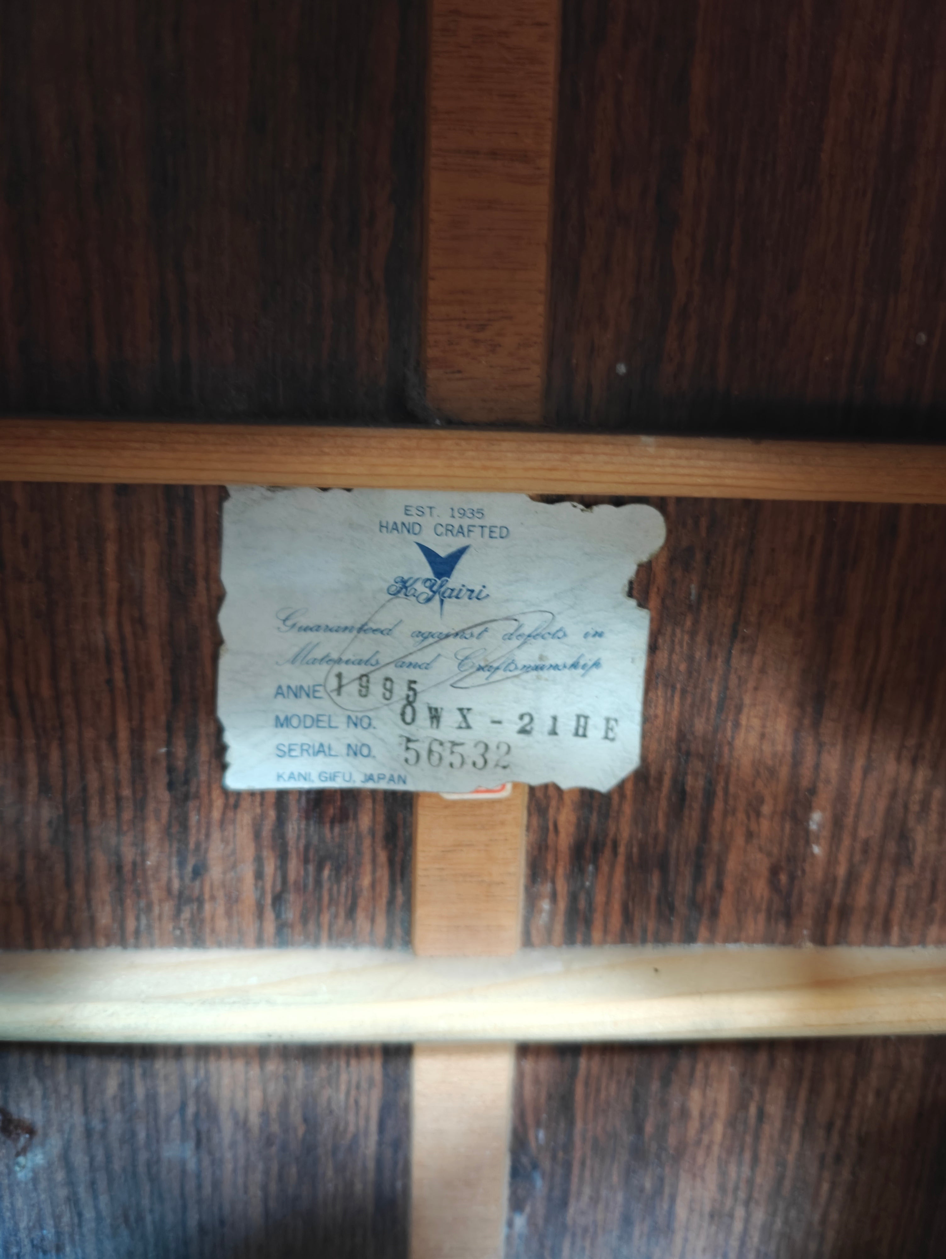 K. Yairi OWX-21HE 1995 Specialtillverkad Dubbelt Grepp Akustisk