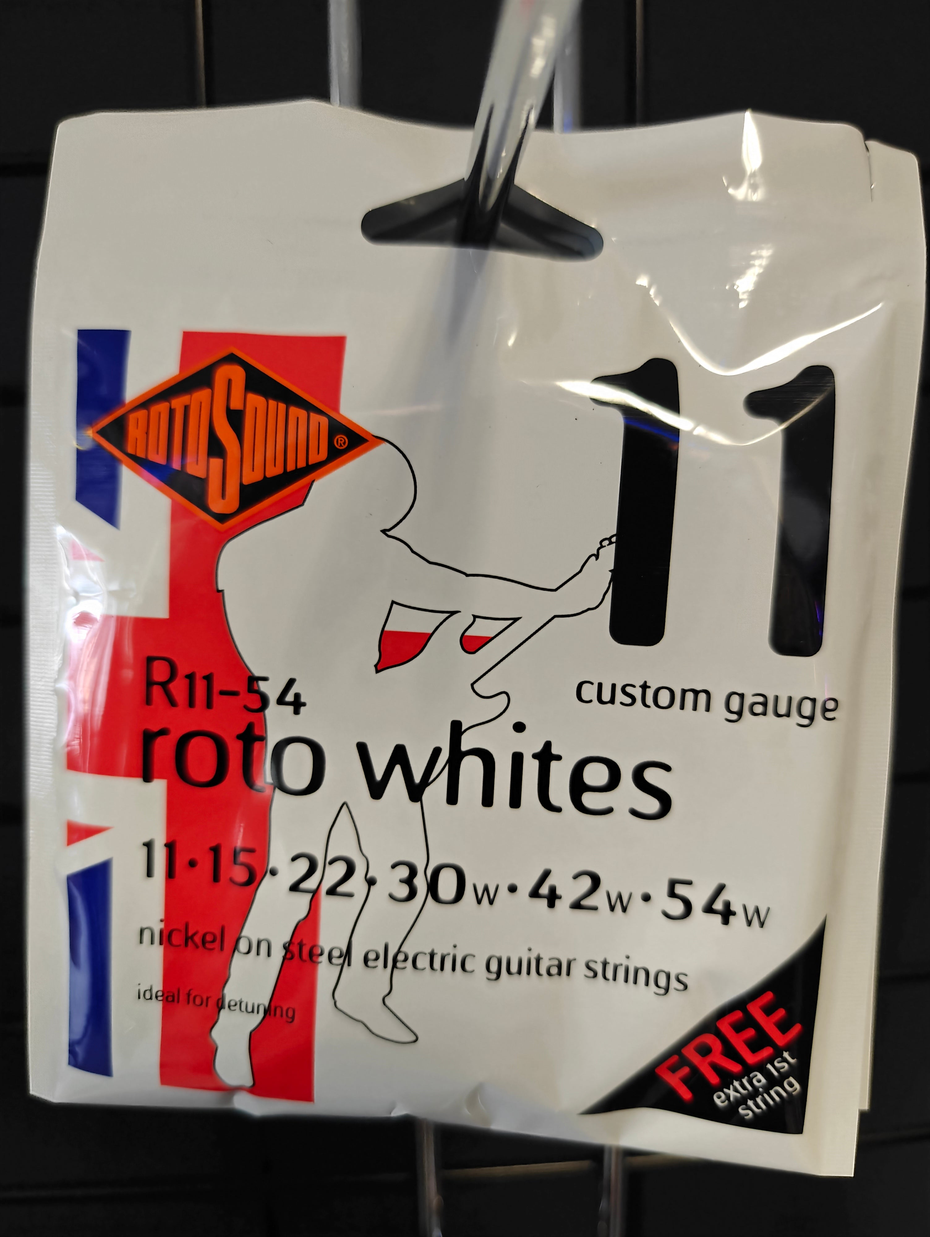 Rotosound R11-54 Roto Whites Electric Guitar Strings 011-055