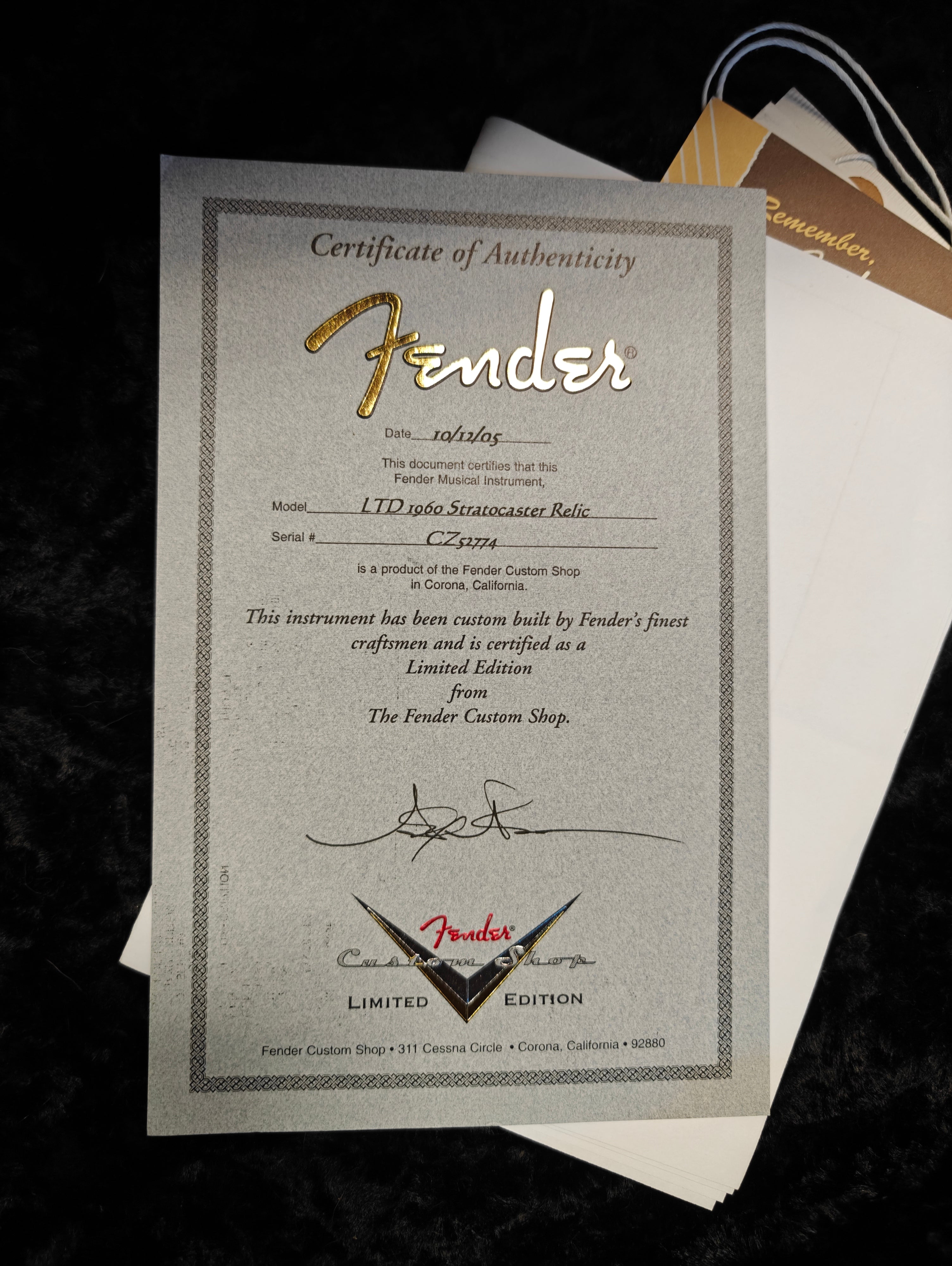 Fender Custom Shop Stratocaster LTD 1960 Relic Black over Sunburst 2005