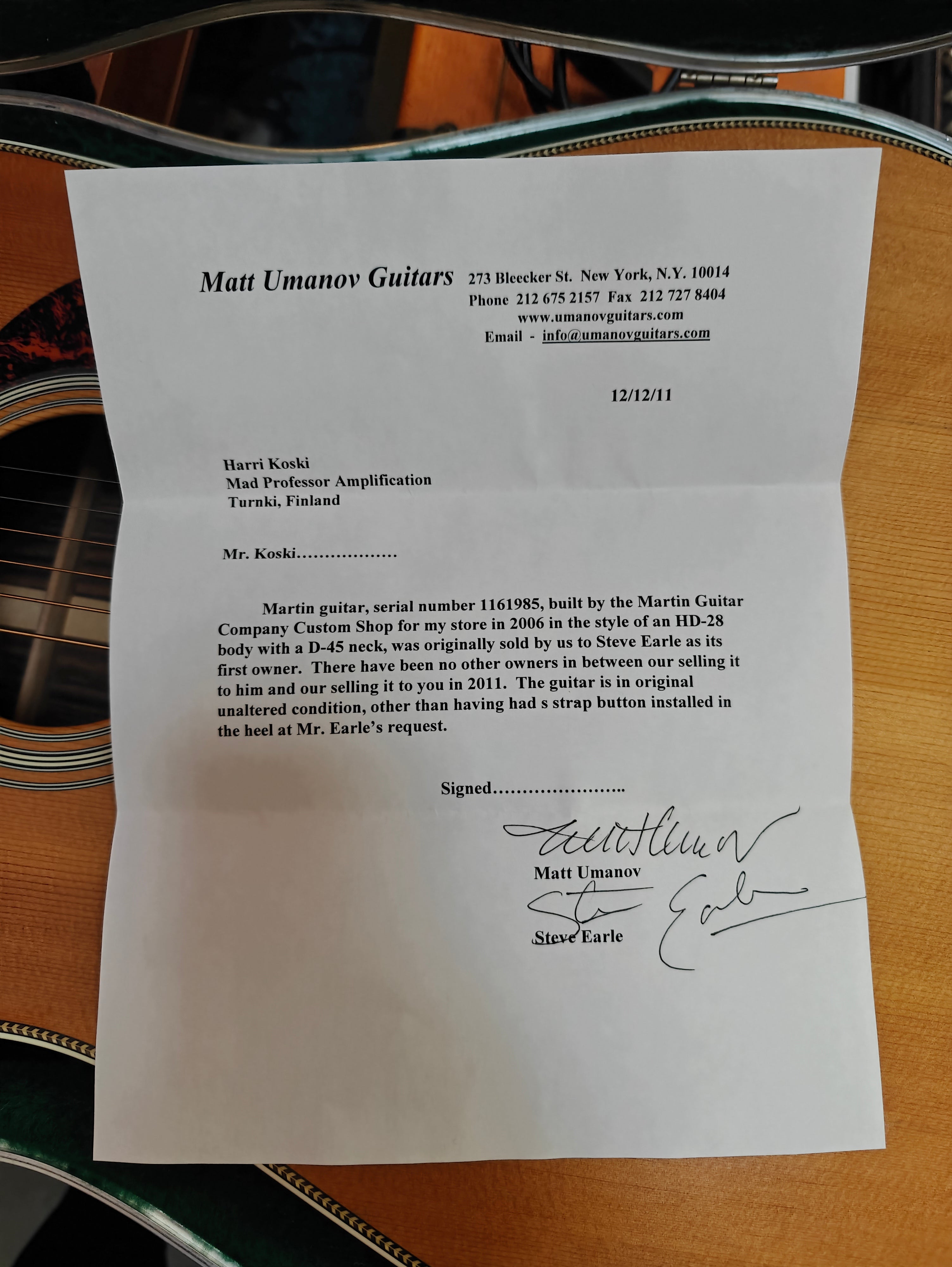 RESERVED Martin Custom Shop HD-28/D-45 2006 ex-Steve Earle