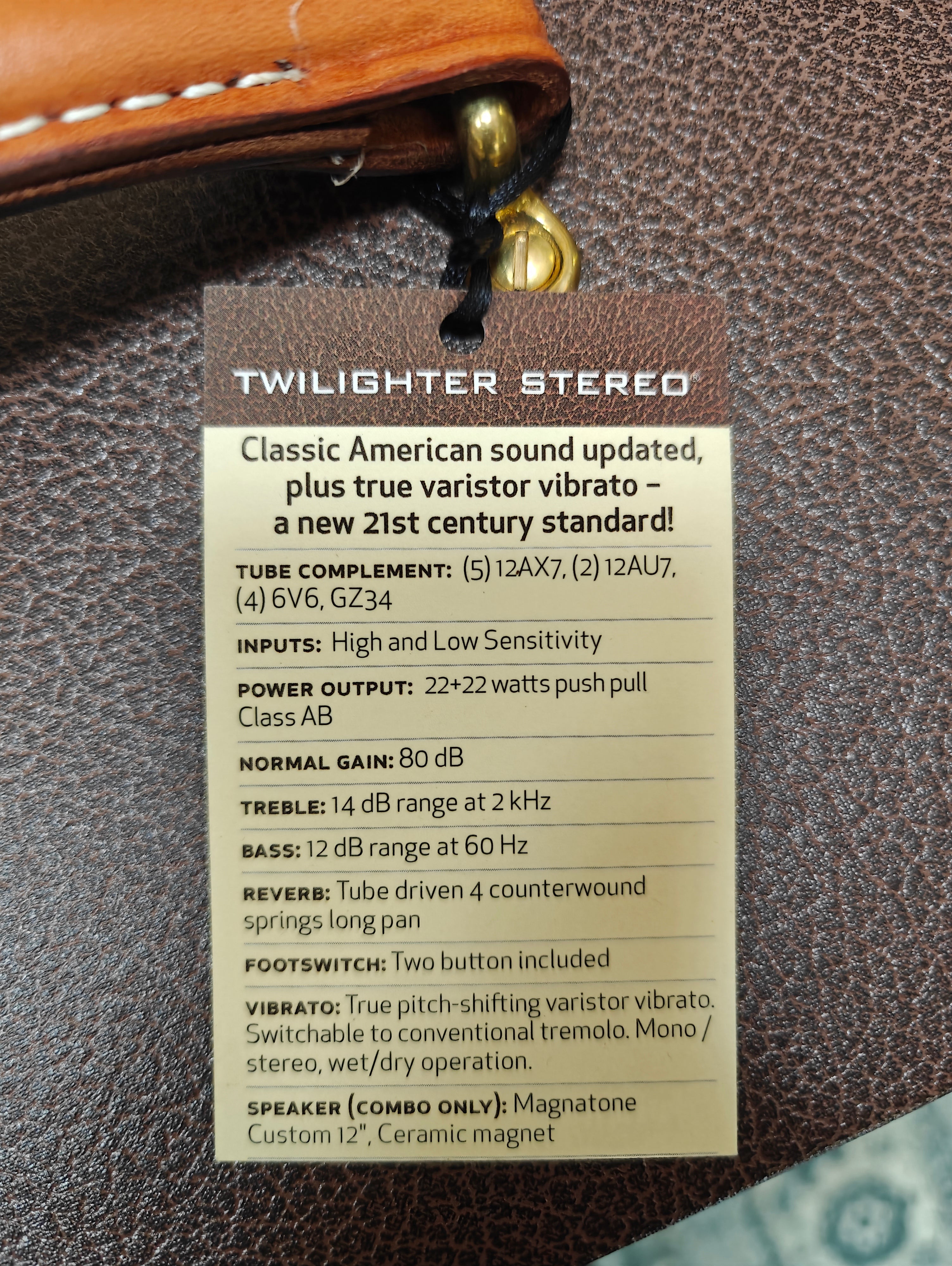 Magnatone Twilighter Stereo 22+22W Reverb/Vibrato Tube Amp Head