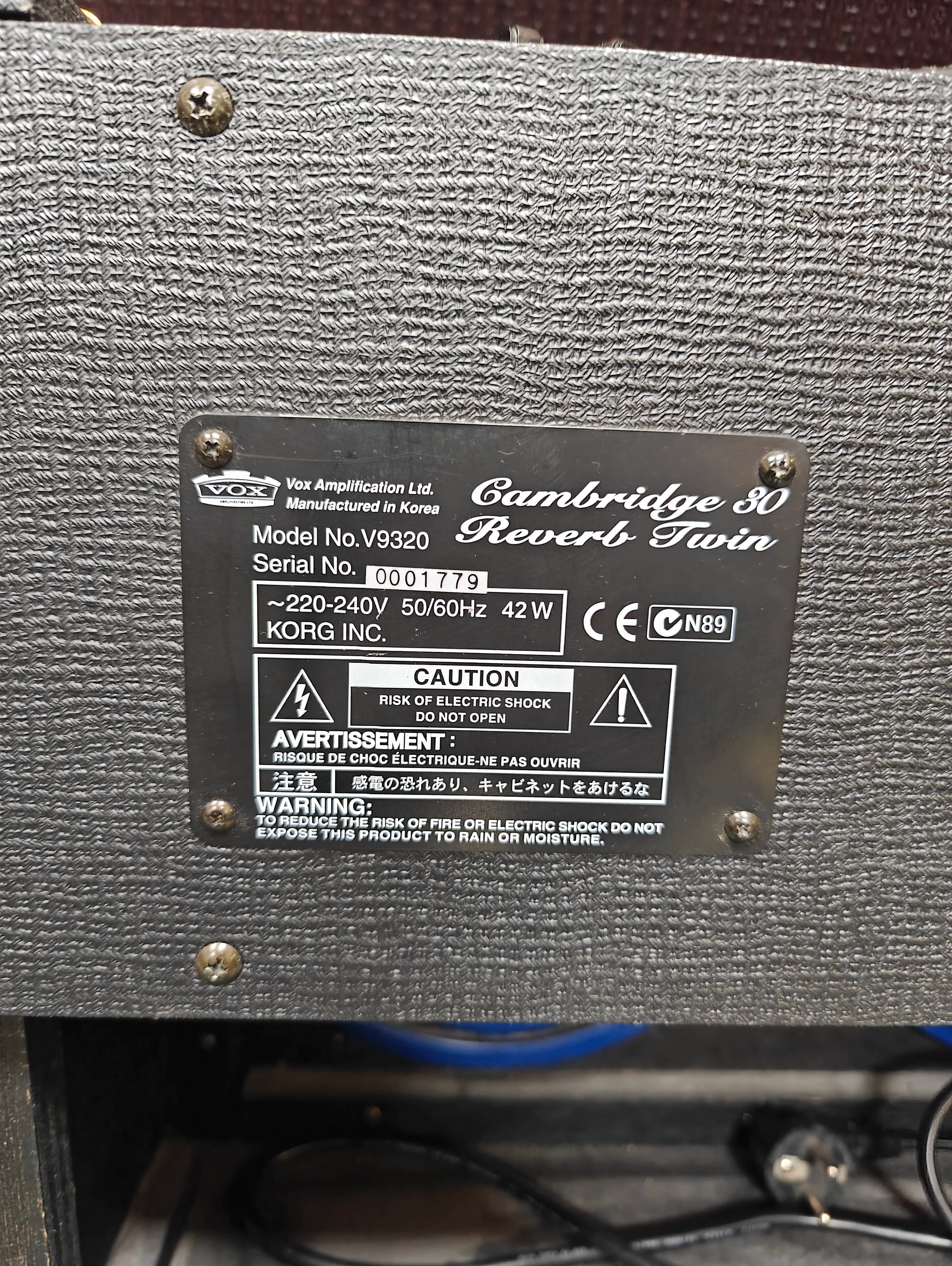 Vox Cambridge 30 Reverb Twin Model V9320
