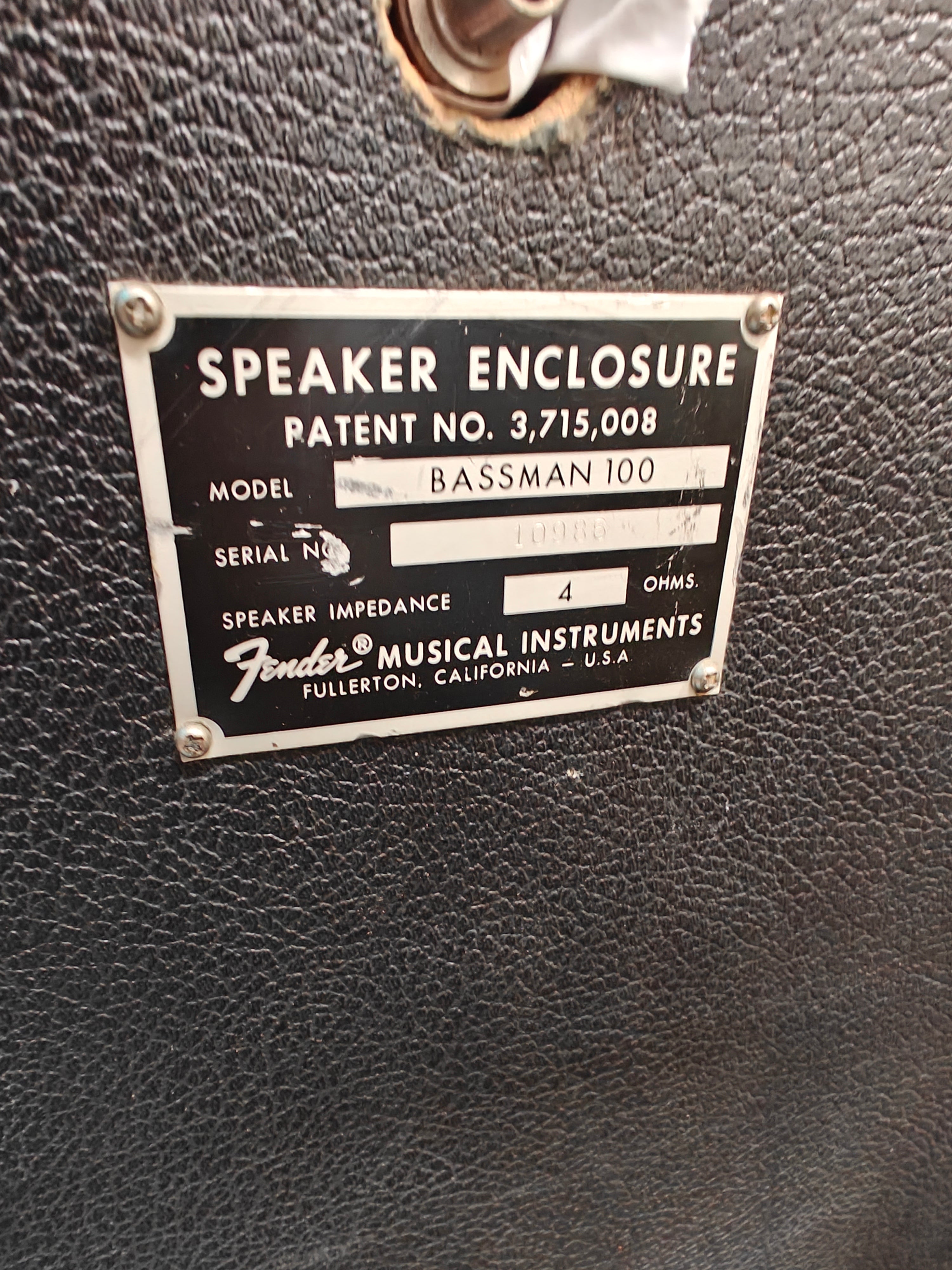 Fender Bassman 100 Head and cabinet 1977