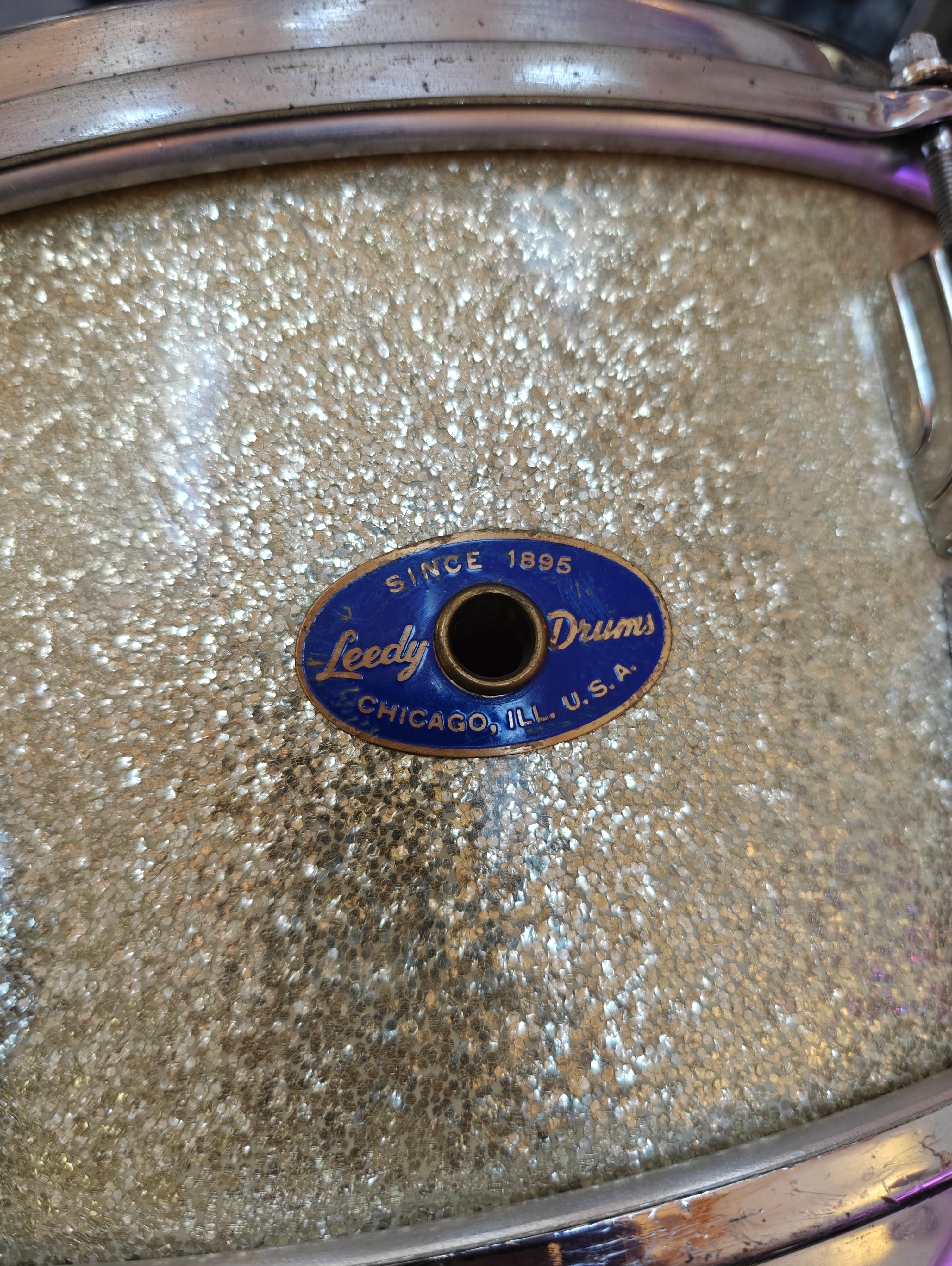 Leedy 15 x 6 3-Ply Silver Sparkle 1950s