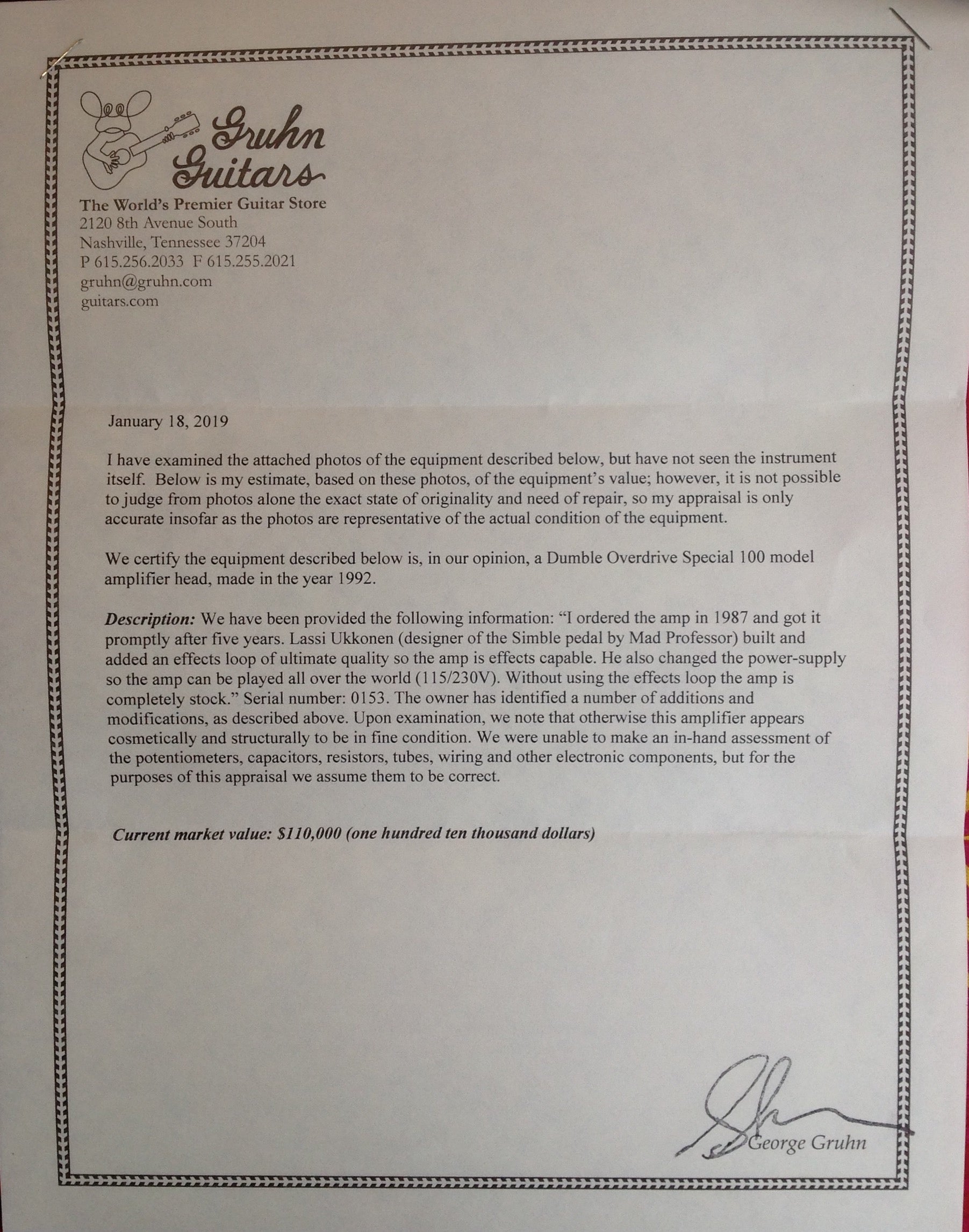 Dumble Overdrive Special 100 ORIGINAL made by Howard "Alexander" Dumble in 1992